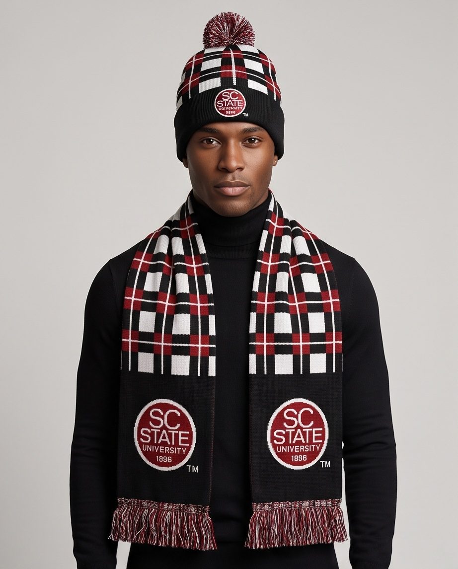 SCSU Plaid Beanie and Scarf Set - Image 5