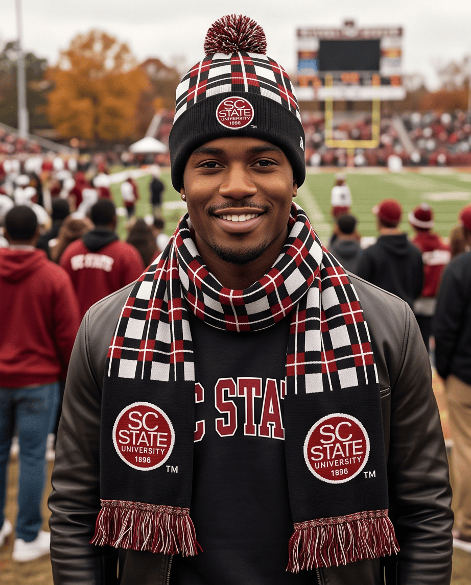 SCSU Plaid Beanie and Scarf Set - Image 2