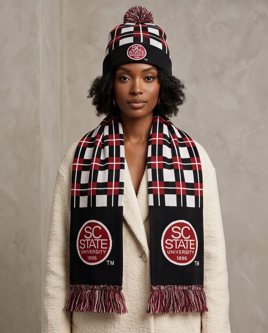 SCSU Plaid Beanie and Scarf Set - Image 6